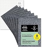 STARKL® [4mm] Filzgleiter selbstklebend zum Zuschneiden I 8 Stück 16 x 20cm I Filzgleiter für Stühle I Filz selbstklebend I Möbelgleiter aus hochwertigem Nadelfilz I Stuhlgleiter Klebefilz (Grau)