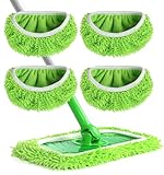 4 Stück Wiederverwendbar Trockene Bodentücher/Feuchte Bodentücher für Swiffer Sweeper Mop, Waschbar Mikrofaser-Wischpads Nachfüllpack für die Reinigung von Hartböden/Holzböden (Grün)