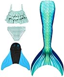 DNFUN Meerjungfrauenflosse Mädchen mit Monoflosse Mermaid Tail Badeanzug Meerjungfrau Flosse zum Schwimmen