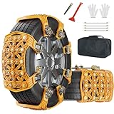 SUNYRISY 8 Stück Schneeketten, Universal Auto Notfall Traktion Einstellbare TPU Reifenketten, Hohe Griffigkeit Schwerlast Notfallzugketten für die Meisten PKW/SUV/LKW (Reifenbreite 215-285mm)