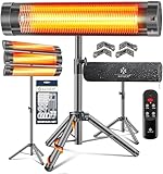 KESSER® Infrarotstrahler Heizstrahler Terrassenstrahler 2500W mit Fernbedienung inkl. Schutzhülle höhenverstellbarem Teleskopstativ Wickeltischstrahler Terrassenheizer Quarzstrahler Infrarot