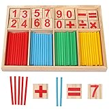 Camelize Montessori mathematisches Spielzeug Holz,Rechenstäbchen,Zahlenlernspiel, Pädagogisches Mathe-Spielzeug für Kinder 3 4 5