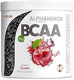 BCAA Pulver 300g KIRSCHE - Alphaminos BCAA 2:1:1 Drink mit 8000 mg BCAA - unfassbar leckerer Geschmack, Essentielle Aminosäuren (EAA) Leucin, Isoleucin & Valin - vegan - laborgeprüft mit Zertifikat
