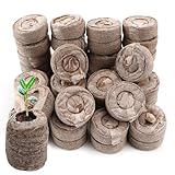 WPPQWP 50 STK Ø30mm Quelltabletten Anzucht, Anzuchterde für Samen, Torfquelltöpfe enthält Kokosfasern, Torf, Bio und Nährstoffe, Vliesstoffabdeckung, Anzucht von Stecklingen, Saaten (Torf - 50STK)