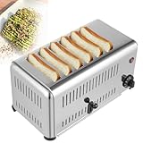 Kommerzieller Toaster 6 Scheiben Kommerzieller Toaster Brotbackautomat, 1680W Edelstahl 1-5 Minuten Timing Pop-Up Elektrischer Toaster Frühstücksbrotbackgerät Mit Schubladen-Typ Krümelschubl