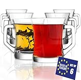 LAV Kaffeegläser mit Henkel 6PCs 220ml BLEI FREI Latte Macchiato Gläser, Teegläser mit Henkel, Glühweinglas, Kaffee Gläser, Kaffeetassen Glas Glastassen für Heiße Getränke Cappucino Gläser