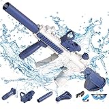 Elektrische Wasserpistole Sehr Stark Wassermaschinenpistole mit Wiederaufladbare Batterie Squirt Gun Wasser Spielzeug bis zu 20ft,Outdoor Water Gun Schießspiel für Erwachsene and Kinder (Blau)