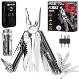 BIBURY Multitool, 19 in 1 Edelstahl Multitool Werkzeug mit Zange Klappmesser Schere Schraubendreher, Geschenke für Männer, Faltbares Multifunktionswerkzeug für Outdoor, Camping, Reparieren