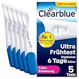 Clearblue Schwangerschaftsfrühtest – Clearblue Ultra Früh (10 mIU) Vorteilspack, Ergebnisse 6 Tage früher, 5 Tests