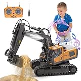 Daioller Ferngesteuertes Auto Bagger Spielzeug für ab 3 Jahre, 11CH 2.4 GHz RC Bagger mit Licht und Sound 680° Drehung, Geschenke für Kinder