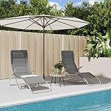 WHOPBXGAD Sonnenliegen 2 STK. Grau Klappbare Gartenliege mit Verstellbarer Rückenlehne, UV-beständig & Pulverbeschichteter Stahlrahmen für Terrasse, Pool, Strand Bequem & Stabil bis 110 kg
