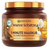 Wahre Schätze Glanzverleihende 1-Minute Haarkur für trockenes und glanzloses Haar, Mit Arganöl und Cameliaöl für Glanz und Geschmeidigkeit, Vegane Formel, 1 x 340 ml