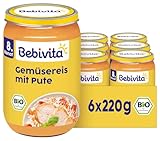 Bebivita Menüs ab 8. Monat Gemüse-Reis mit zarter Pute, 220g 6er Pack (6x220g)