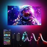Govee LED TV Hintergrundbeleuchtung 2,4 M, RGBIC LED Strip für 40-50 Zoll Fernseher, Intelligente Streifen mit Bluetooth & WLAN Steuerung, Funktioniert mit Alexa & Google Assistant, Musiksync