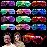 Mikulala 12 Stück Led Brille Neon Partybrille Festival Leuchtbrille Rave Shutter Shades Brille Kostüm Party Zubehör Kindergeschenk für Kinder Erwachsene