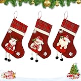 Valicaer Weihnachtsstrumpf Set,6 Pcs Nikolausstrumpf Weihnachten Hängende Anhänger WandNikolausstiefel Weihnachtssocken Geschenk Taschen Schneeflocke Weihnachtsstrumpf für Weihnachtsbaum Dekor (Rot b)