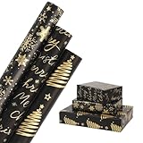 HBell Weihnachten Geschenkpapierrollen, 3 Rollen 44 cm x 3 m Schneeflocke Weihnachtsbaum Geschenkpapier Metallic Weihnachten Geschenkpapier Weihnachten Geschenkpapier für Weihnachten Party Party Party