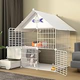 Generic Kleintier-Laufgitter Katzenkäfig mit Tür und geschlossener Katzentoilette DIY Haustier Laufstall Katzen Box Käfig Zwinger Faltbarer Zaun Hof Barriere (Größe: 75 x 49 x 145 cm, Farbe: Set B