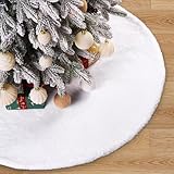 XIMISHOP 90CM Weihnachtsbaum Plüsch Röcke,Weiß Weihnachtsdeko Große Weihnachtsbaumdecke Rund Weihnachtsbaum Ornaments Für Weihnacht Deko Innen Haus Party