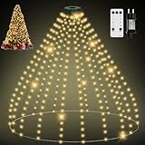 Lichterkette Weihnachtsbaum mit Ring, 2.5M 16 Stränge 400 LED IP65 Wasserdicht Lichterkette außen mit 5 m Zuleitung weihnachtsbeuleuchtung innen 8 Modi Timer für 150, 180, 240cm Tannenbaum- Warmweiß