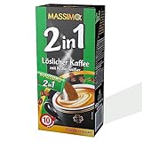 MASSIMO 2in1 Kaffee mit Kaffeeweißer, 160 Sticks, 16 x 10 Sticks à 14 g, Vorteilspack, Löslicher Bohnenkaffee mit Kaffeeweißer, Schnelle Zubereitung, Koffeinhaltig, Instant-Kaffee