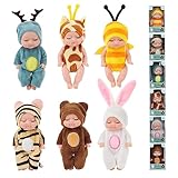 Jooheli Babypuppe, 6 Stück Baby Mini Puppen, Mini Reborn Puppen, Waschbares Babypuppen Set, Neugeborenes Mädchen Junge Spielzeug Geschenk, Mini Baby Puppe für Mädchen, Kleinkinder und Kinder