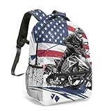 Motocross-Rider-Rucksack mit amerikanischer Flagge, 40,6 cm, Vintage-Stil, patriotische Grafik, Motorradtasche, 06, L, Casual