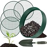 OROMYO 4 in 1 Gartensieb Rund 30 cm Kompostsieb Edelstahl mit 4 Austauschbaren Siebeinsätzen und Gartenschaufel Gartensieb Durchwurfsieb für Erde Kompost Saatgut Sand