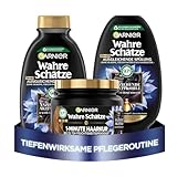 Garnier Ausgleichendes Haarpflege-Set, Gegen schnell fettende Kopfhaut und trockene Haarlängen, Shampoo (250 ml), Spülung (200 ml), 1-Minute Haarkur (340 ml), Wahre Schätze, 3-teilig