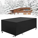 Gartenmöbel Abdeckung 400x300x74cm/LxWxH Rechteckige Garten Tischabdeckungen Patio Heavy Duty 600D Oxford Fabric Wasserdicht, Winddicht, UV-Beständiges, Schwerlast, Reiß
