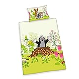 Herding DER KLEINE MAULWURF Kleinkinder-Bettwäsche-Set, Wendemotiv, Bettbezug , 2 Stück , 100 x 135 cm, Kopfkissenbezug 40 x 60 cm, Flanell/Biber