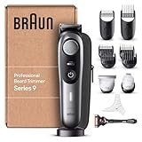 Braun Barttrimmer Series 9, Elektrischer Bartschneider Herren mit 11 Barber-Tools, Ultrascharfe ProBlade Klinge, 180 Min Akkulaufzeit, Kabelloser Bartrasierer, 40 Längen, Wasserdicht, BT9440, Chrom
