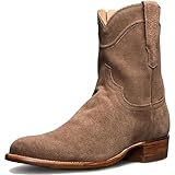 DJFOG Herren Biker Ritterstiefel Wildleder Kurze Stiefel Runde Zehen Reitschuhe Vintage Western Cowboy Stil Große Schuhe mit seitlichem Reißverschluss,Braun,43 EU