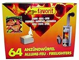 favorit 1249 Anzündwürfel für Grill, Kamin und Ofen, 64-er Pack