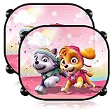 Dog Patrol Sonnenschutz Auto Baby, Seitenvorhänge Dog Patrol Girl, Dog Patrol Sonnenschutz Auto 2 Stück 43x36 cm Saugnapf Sonnenblende Kinder Auto Fenster Sonnenschutz, Girl, Pink