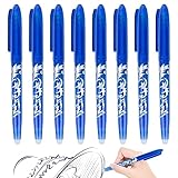 RUCUDIM Radierbarer Kugelschreiber Gelschreiber, 8 Tintenroller, Blau Iöschbare Stifte, Erasable Pen, 0.5mm Radierstift Kugelschreiber, Friction Stifte für Schulsachen Bürobedarf Studenten