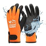 100% Waaserdichte Arbeitshandschuhe für Herren und Damen, Arbeitshandschuhe Winter für kaltes Wetter, Touchscreen, Warme Thermohandschuhe, Orange, L