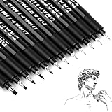 Moosono Fineliner Schwarz Stifte, 12 Stück Fineliner Stifte Set, Wasserfest Tuschestifte, Zeichenstifte Dicke und Dünne zum Zeichnen, Skizzieren, Technische Zeichnung