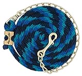 Weaver Führleine Poly Leder Seil mit Messing vergoldet Drehgelenk Kette, Marineblau/Blau/Türkis, 5/20,3 cm X 8 '15,2 cm, Navy/Blue/Turquoise