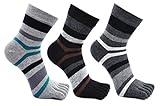 TEENLOVEME Herren Zehensocken Baumwolle Männer Five Fingers Socken Sport laufende Zehe Socken, Schuhgrößen 39-44, Mischfarben-3 Paar