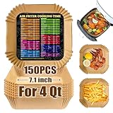 Luftfritteusen-Einlagen für Chefman Air Fritteuse, 18 cm, 150 Stück, Einweg-Pergamentpapier-Einlagen für Instant Pot Vortex Plus 4QT Luftfritteusen