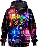 PADOLA Hoodie Kinder 3D Druck Kapuzenpullover für Jungen 5-14 Jahren Kinder Hoodie Sport Motiv Langarmshirt Lustiger Pullover Gedrucktes Sweatshirt Activewear Fußball Hoodies (L, 2 Game)
