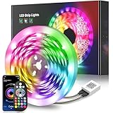 LED Strip 20m, Bluetooth LED Streifen 20m RGB LED Lichterkette Streifen Licht mit Fernbedienung und App,16 Mio. Farben, RGB LED Strip Beleuchtung Leiste Band für Schrankdeko, Zuhause