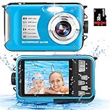 Digitalkamera Unterwasserkamera 10ft 1080P FHD 30MP wasserdichte Kamera Anti Shake 16X Digitalzoom Unterwasserkamera zum Schnorcheln (Blau)