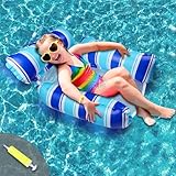 Pool Sitz Schwimmende Hängematte, WasserhängematteSpielzeuge Luftmatratze Pool Sessel Wassersitz Poolhängematten Liegematte (Dunkelblau + Hellblau)