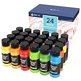 INK LAB Acrylfarbe Set 24 Farben Waschfeste Acryl Farben Künstlerfarbe Malfarben Ungiftig Ideal für Kinder Künstler Anfänger Leinwand Papier Stein Holz, Reiche Pigmente