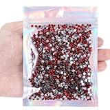 TIESOME 3000Pcs Strass 4mm Harz Strasssteine Pailletten Verzierungen Edelsteine Hotfix Flatback Kristall Bling Diamanten für Nägel, Kleidung, Tassen, Flaschen, DIY Handwerk Dekoration (Rot)