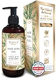 Aloe Vera Gel mit 100% BIO ALOE VERA | Ohne Alkohol & Duftstoffe| NATURKOSMETIK | Tierversuchsfrei - Feuchtigkeitspflege von Soena® - 250 ml - Aus Saft hergestellt - Made in Germany