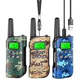 Inspireyes Walkie Talkie Kinder Aufladbar, 48 Stunden Arbeitszeit, Geschenke für Jungen Mädchen, Outdoor Wandern Camping, Geschenk für Jungen im Alter von 8–12 Jahren, 3–5 Mädchen, 3er Set Tarnfarben