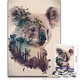 1000-teiliges Puzzle für Erwachsene, Koala-Bambus-Motiv, beruhigend, entspannend, präzises Steckpuzzle, Größe 50x75cm